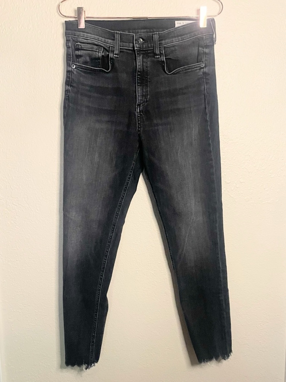 rag & bone High Rise Ankle Skinny Jeans Faded Black 29